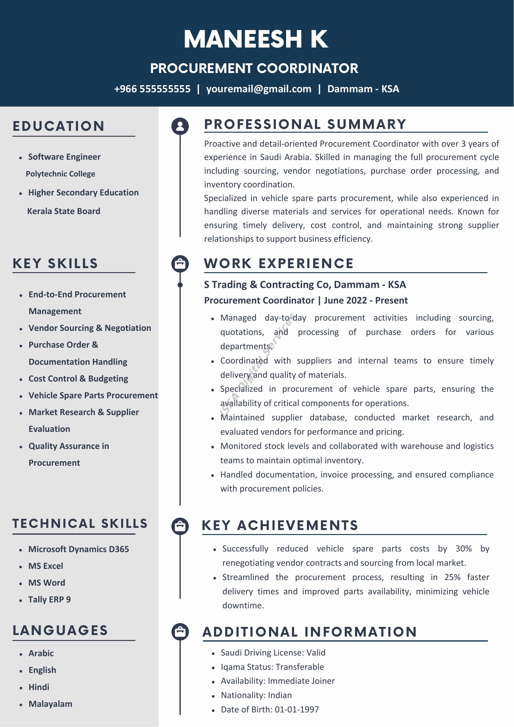 Professional CV Sample Design